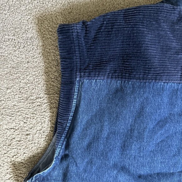 Vtg Lois Jean Vest Mens XL Blue Trucker Denim Corduroy Western Biker Snap Button - Picture 8 of 9
